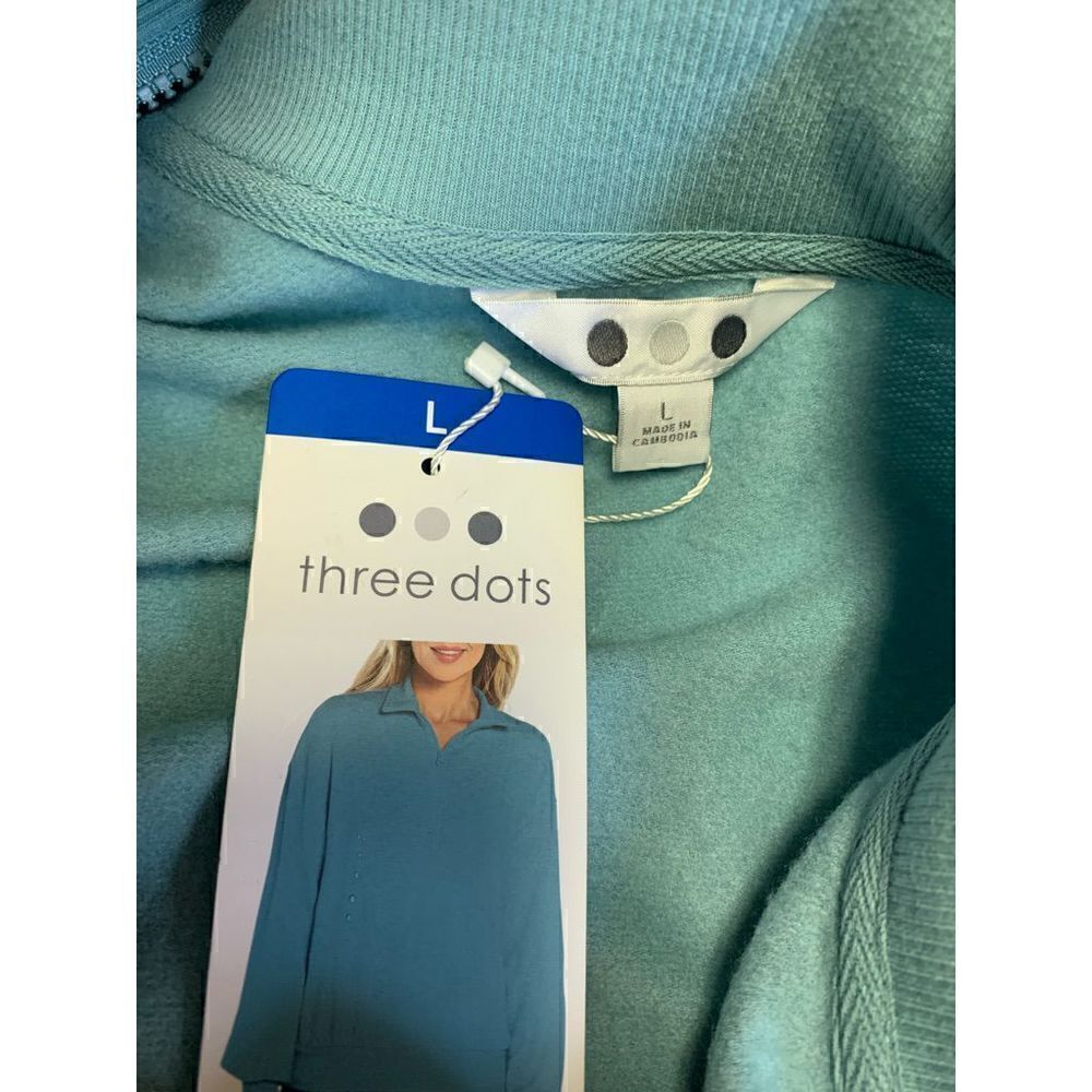 Three Dots Nile Blue 1/4 Zip Top Size L - Picture 8 of 13